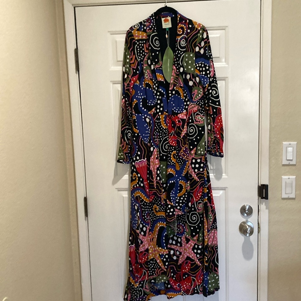 Farm Rio Under the sea maxi dress - size L - Picture 2 of 5